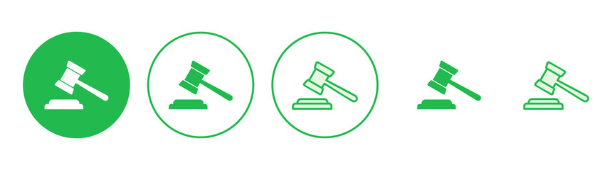 Gavel icon set. judge gavel icon vector. law icon vector. auction hammer