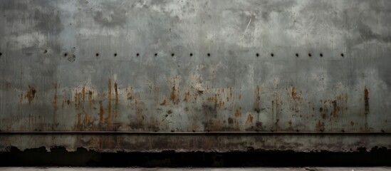 Rusty metal and gray concrete slab forming an old Soviet bomb shelter