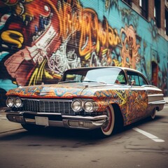 classic vehicle full of colors in high quality - obrazy, fototapety, plakaty