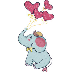 character design collection baby elephant  Valentine's Day love concept 