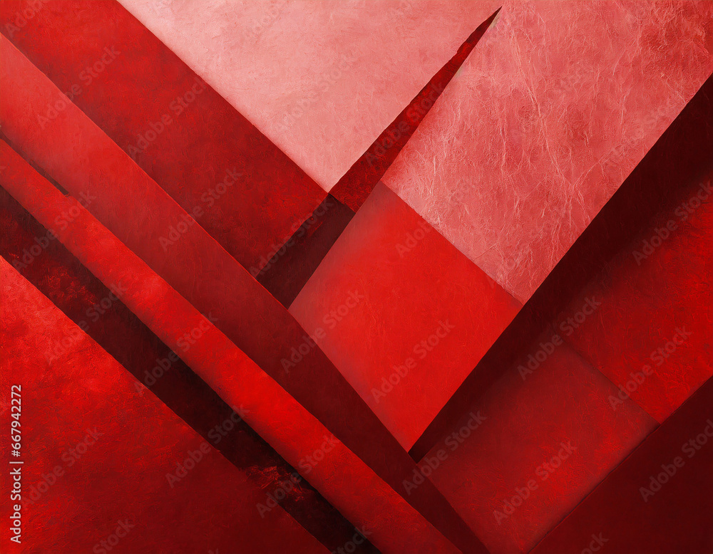 Aufkleber red abstract background with texture, geometric red and black triangle shapes in layered abstract pa