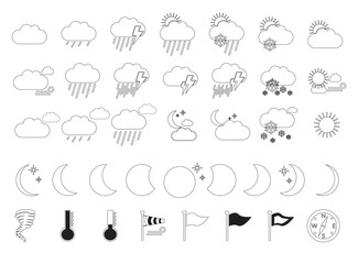 Weather icons set, climate collection illustration design
