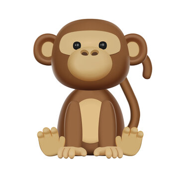 Cute 3D Vector Character Monkey Toy