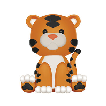 Cute 3D Vector Character Tiger Toy