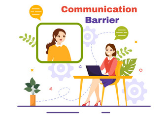 Communication Barrier Vector Illustration with Bad Communications, Disagreements and Problems to Misunderstanding Create Confusion in Flat Background