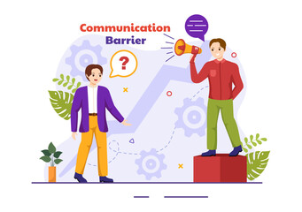 Communication Barrier Vector Illustration with Bad Communications, Disagreements and Problems to Misunderstanding Create Confusion in Flat Background