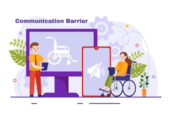 Communication Barrier Vector Illustration with Bad Communications, Disagreements and Problems to Misunderstanding Create Confusion in Flat Background