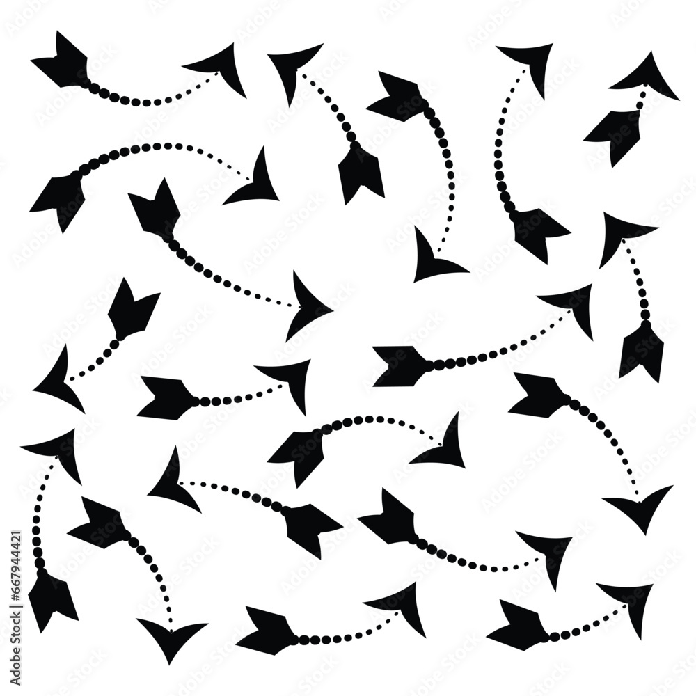 Poster hand drawn set of arrow elements in doodle style. vector arrows set.