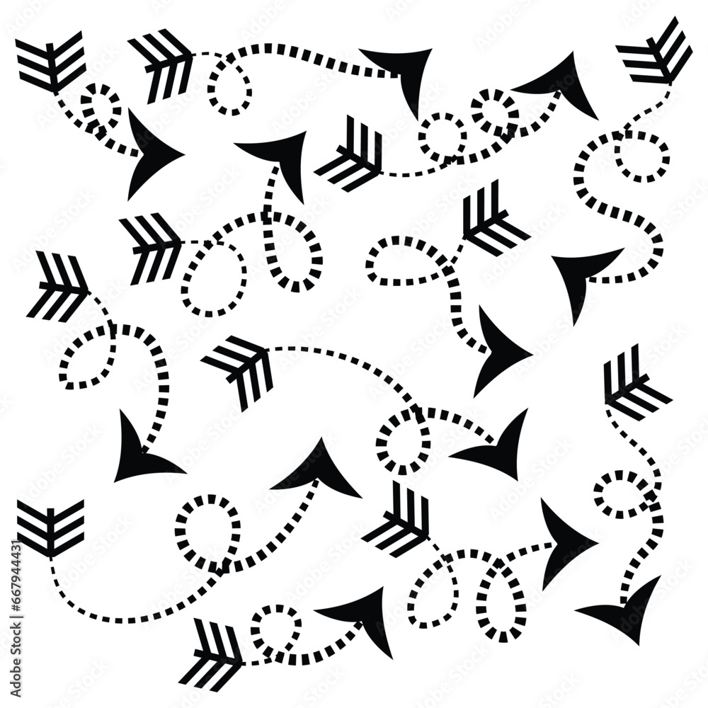 Poster hand drawn set of arrow elements in doodle style. vector arrows set.
