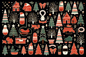 The cute Christmas pattern on a background is ideal for gift wrapping paper, backgrounds, and other high-quality prints.AI generated