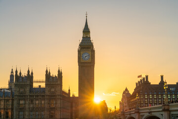 Fototapeta na wymiar Big Ben at sunset in London. England