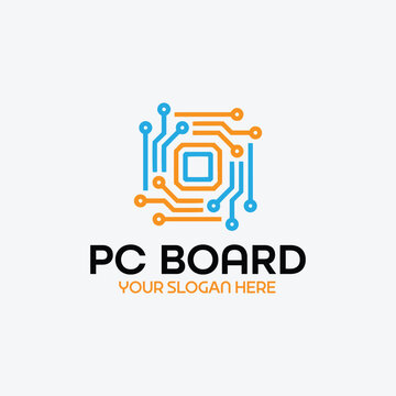 pc motherboard repair shop logo design vector