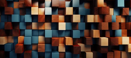 Foto op Aluminium 3D Abstract Pattern of Wooden Cubes © Arunatic Studio