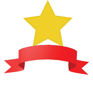 ribbon banner decorative red ribbon . gold star vector