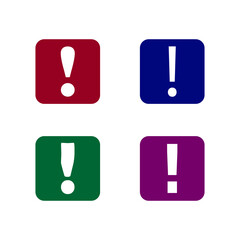 Exclamation mark in different colored square. Vector illustration. EPS 10.