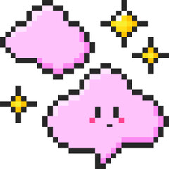 Obraz premium Pixel art cloud and stars, y2k game aesthetics. Vector 8 bit retro style illustration for card, social media, banner, stickers. Isolated on a transparent background.