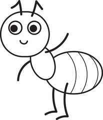 ant cute insect illustration outline