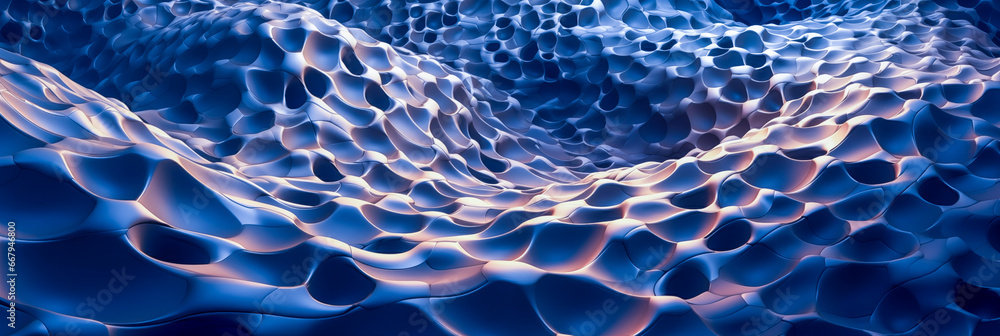 Wall mural digital blue abstract surface background. technological process of neural networks backdrop. ai digi