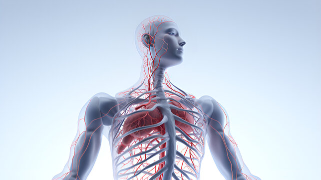 The Cardiovascular System Navigating the Pathways of Blood and Oxygen Transport of human body background generative ai