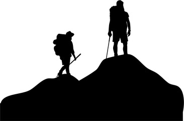 Hiking Silhouette Isolated Vector