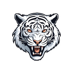 Artistic Style White Tiger Painting Drawing Vector Style Illustration White Tiger Cartoon Style Logo No Background Perfect for Print on Demand Merchandise