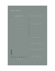 Daily goals planner. Make your day more easily and happy. Vector Print template.