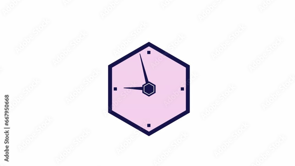 Poster spinning clock line 2d object animation. ticking watch. wall clock with moving arrows flat color car