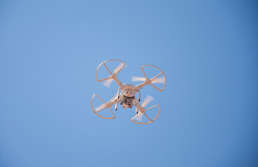 A white drone prepared for filming in Romania 2023