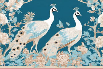 Royal blue style crane bird illustration