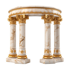 antique gold marble column isolated on white