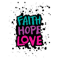 Faith hope love. Hand drawn typography poster design. Inspirational vector typography.