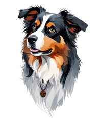 Fototapeta premium Australian Shepherd Clipart png dog clipart printable australian shepherd head, transparent, 300 dpi for tshirt, mug, stickers, tumbler