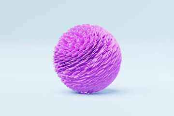 3D illustration of a    pink sphere  with many  faces and holes   on a white  background.  Cyber ball sphere