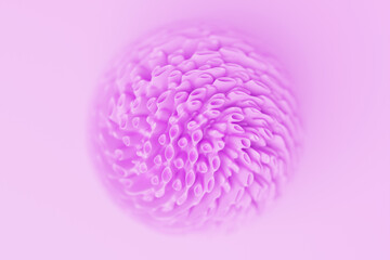 3d wavy fluorescent  pink  sphere. Abstract shapes . iridescent glossy waves.  3d illustration.