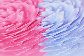 Geometric stripes similar to waves. Abstract   blue and pink glowing crossing lines pattern, soft focus