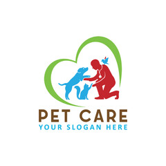 pet dog cat care clinic logo design vector