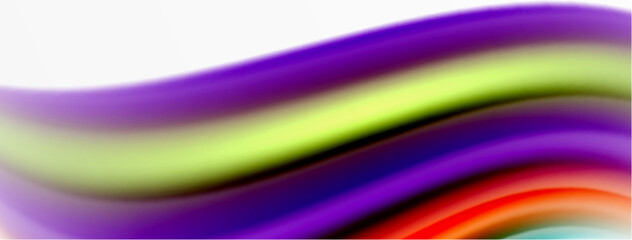 Rainbow color silk blurred wavy line background on white, luxuriously vibrant visually captivating backdrop. Stunning blend of colors reminiscent of rainbow, silky and gracefully blurred wavy pattern