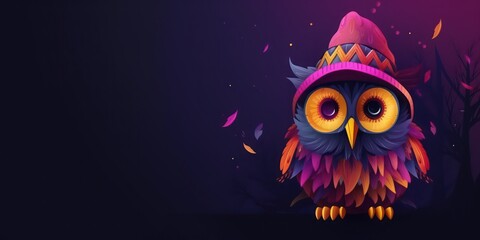 Cartoon Halloween owl background, halloween party background 
