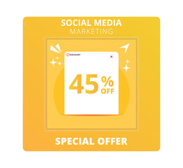 45 percent off Sale. Special offer symbol. Save 45 percentages. Vector illustration