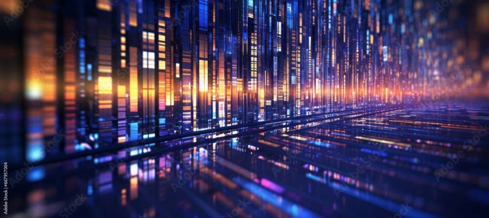 Poster Virtual space data technology background. Generative AI technology.