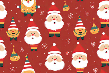 Father Christmas festive seamless pattern background