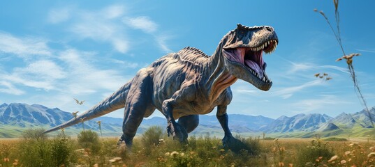 Tyrannosaurus dinosaur. T-Rex reptile. Generative AI technology.	
