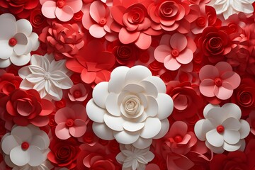 valentine's day background with 3d red and white roses