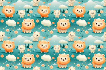 seamless cute animals digital wallpaper