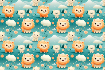 Fototapeta premium seamless cute animals digital wallpaper