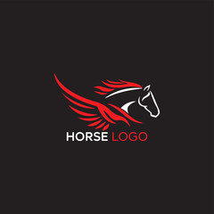 Logo vector images of red flying horse  white design on a black background