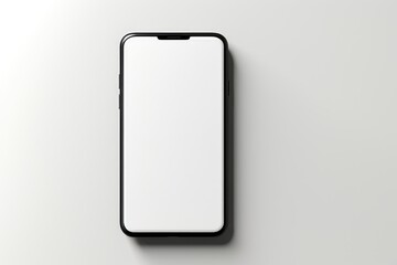 A blank smartphone mockup screen without any reflection is showcased against a clean white background, offering a minimalist and modern visual presentation. Photorealistic illustration