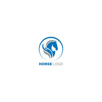 Horse and Woman face combine logo with Hand symbol design template