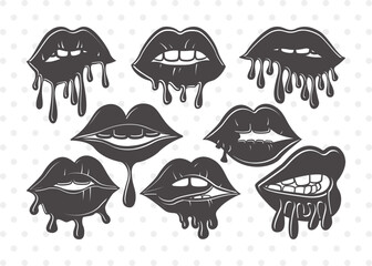 Dripping Lips Clipart SVG Cut File | Women Lips Svg | Sexy Lips Svg | Kiss Lips Svg | Dripping Lips Bundle