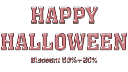 glass text happy halloween discount 50% + 20%. png transparent. glass, text promotion. text promote. business.
